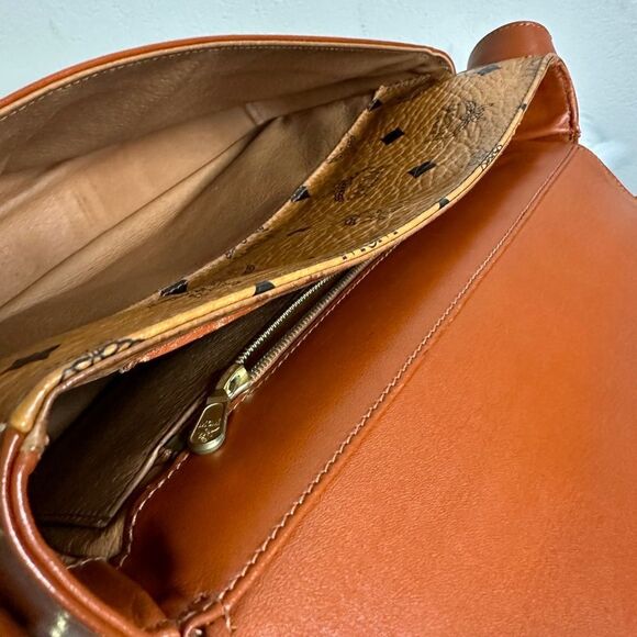💯Authentic MCM Cognac Flap Flap Shoulder Bag 🍀 - Picture 10 of 17